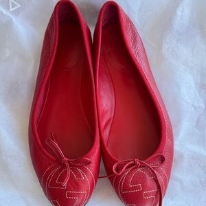 Gucci Red Leather Ballet Flats